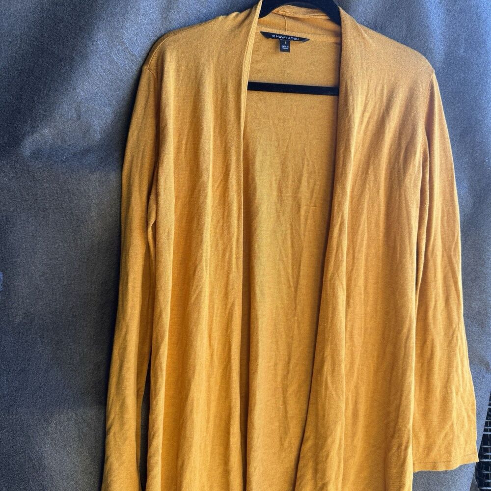 41 hawthorn Silk Cardigan Mustared Autumn pallete Color Large Womens l Long A14